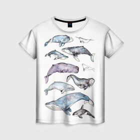 Женская футболка 3D с принтом киты в Курске, 100% полиэфир ( синтетическое хлопкоподобное полотно) | прямой крой, круглый вырез горловины, длина до линии бедер | ocean | sea | киты | море | морской принт | морской фон | океан | паттерн | рыбы | текстуры