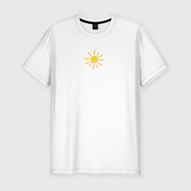 Мужская футболка хлопок Slim с принтом Солнышко в Курске, 92% хлопок, 8% лайкра | приталенный силуэт, круглый вырез ворота, длина до линии бедра, короткий рукав | summer | sun | лето | настроение | природа | солнце