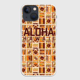 Чехол для iPhone 13 mini с принтом АЛОХА ГАВАЙИ, ALOHA, SUMMER в Курске,  |  | Тематика изображения на принте: aloha | aloha hawaii | hawaii | serfing | summer | гаваи | гавайи | гавайский паттрен | дайвинг | лето | море | отпуск | пляж | серфинг | текстура