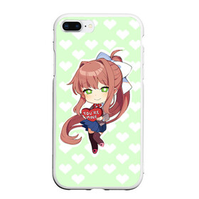 Чехол для iPhone 7Plus/8 Plus матовый с принтом Chibi Monika в Курске, Силикон | Область печати: задняя сторона чехла, без боковых панелей | Тематика изображения на принте: ddlc | doki doki literature club | monika | моника