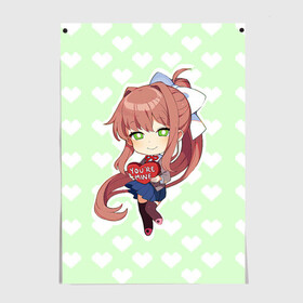 Постер с принтом Chibi Monika в Курске, 100% бумага
 | бумага, плотность 150 мг. Матовая, но за счет высокого коэффициента гладкости имеет небольшой блеск и дает на свету блики, но в отличии от глянцевой бумаги не покрыта лаком | Тематика изображения на принте: ddlc | doki doki literature club | monika | моника