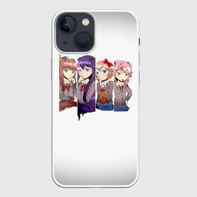 Чехол для iPhone 13 mini с принтом Doki Doki Literature Club в Курске,  |  | anime | doki doki literature club | monika | natsuki | sayori | yuri | аниме | доки доки | доки доки литературный клуб | моника | нацуки | саёри | юри