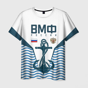 Мужская футболка 3D с принтом ТЕЛЬНЯШКА ВМФ РОССИИ в Курске, 100% полиэфир | прямой крой, круглый вырез горловины, длина до линии бедер | броня | вмф | волны | герб | камуфляж | канат | море | орел | россия | текстура | тельняшка | флот | якорь
