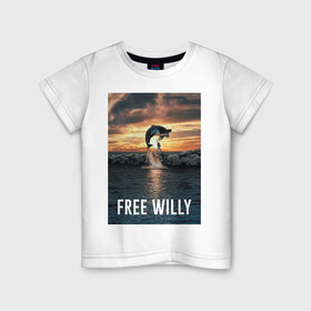 Детская футболка хлопок с принтом касатка в Курске, 100% хлопок | круглый вырез горловины, полуприлегающий силуэт, длина до линии бедер | ocean | orca | sea | sea animal | дельфин | касатка | кит | море | океан | освободите вилли | рисунок кита