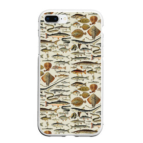 Чехол для iPhone 7Plus/8 Plus матовый с принтом рыбный паттерн в Курске, Силикон | Область печати: задняя сторона чехла, без боковых панелей | Тематика изображения на принте: ocean | sea | киты | море | морские мотивы | морской принт | морской фон | океан | паттерн | рыбы | текстуры