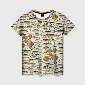 Женская футболка 3D с принтом рыбный паттерн в Курске, 100% полиэфир ( синтетическое хлопкоподобное полотно) | прямой крой, круглый вырез горловины, длина до линии бедер | ocean | sea | киты | море | морские мотивы | морской принт | морской фон | океан | паттерн | рыбы | текстуры