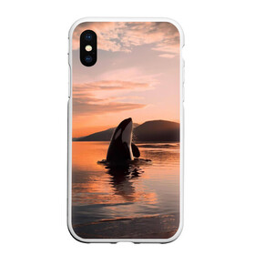 Чехол для iPhone XS Max матовый с принтом касатки на закате в Курске, Силикон | Область печати: задняя сторона чехла, без боковых панелей | Тематика изображения на принте: ocean | orca | sea | sea animal | дельфин | закат | касатка | кит | море | океан | рисунок кита