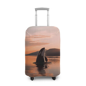 Чехол для чемодана 3D с принтом касатки на закате в Курске, 86% полиэфир, 14% спандекс | двустороннее нанесение принта, прорези для ручек и колес | ocean | orca | sea | sea animal | дельфин | закат | касатка | кит | море | океан | рисунок кита