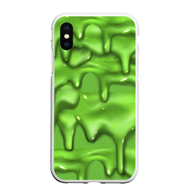 Чехол для iPhone XS Max матовый с принтом Green Slime в Курске, Силикон | Область печати: задняя сторона чехла, без боковых панелей | drips | green | slime | желе | зелёный | слайм