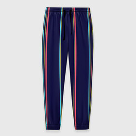 Мужские брюки 3D с принтом Синие и розовые полосы в Курске, 100% полиэстер | манжеты по низу, эластичный пояс регулируется шнурком, по бокам два кармана без застежек, внутренняя часть кармана из мелкой сетки | blue | pink | stripes | полосатый | полосы | розовые | синие