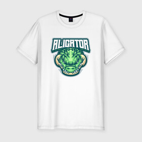 Мужская футболка хлопок Slim с принтом Aligator в Курске, 92% хлопок, 8% лайкра | приталенный силуэт, круглый вырез ворота, длина до линии бедра, короткий рукав | alligator | crocodile | reptile | аллигатор | крокодил