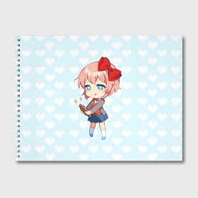 Альбом для рисования с принтом Chibi Sayori в Курске, 100% бумага
 | матовая бумага, плотность 200 мг. | Тематика изображения на принте: ddlc | doki doki literature club | sayori | саёри | сайори