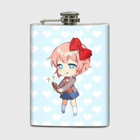 Фляга с принтом Chibi Sayori в Курске, металлический корпус | емкость 0,22 л, размер 125 х 94 мм. Виниловая наклейка запечатывается полностью | ddlc | doki doki literature club | sayori | саёри | сайори