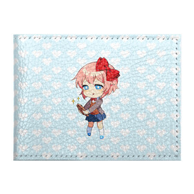 Обложка для студенческого билета с принтом Chibi Sayori в Курске, натуральная кожа | Размер: 11*8 см; Печать на всей внешней стороне | ddlc | doki doki literature club | sayori | саёри | сайори