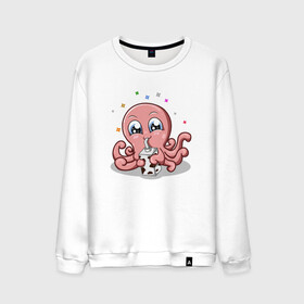 Мужской свитшот хлопок с принтом Милый Осьминог в Курске, 100% хлопок |  | cute | octopus | милый | осьминог | осьминожка | тентакли