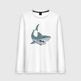 Мужской лонгслив хлопок с принтом Агрессивная акула в Курске, 100% хлопок |  | Тематика изображения на принте: shark | агрессивная | акула | акулы | клыки | море | океан | рыба