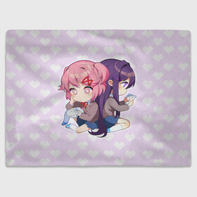 Плед 3D с принтом Chibi Natsuki and Yuri в Курске, 100% полиэстер | закругленные углы, все края обработаны. Ткань не мнется и не растягивается | ddlc | doki doki literature club | natsuki | yuri | натсуки | нацуки | юри