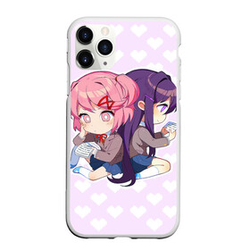 Чехол для iPhone 11 Pro матовый с принтом Chibi Natsuki and Yuri в Курске, Силикон |  | ddlc | doki doki literature club | natsuki | yuri | натсуки | нацуки | юри