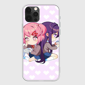 Чехол для iPhone 12 Pro с принтом Chibi Natsuki and Yuri в Курске, силикон | область печати: задняя сторона чехла, без боковых панелей | Тематика изображения на принте: ddlc | doki doki literature club | natsuki | yuri | натсуки | нацуки | юри