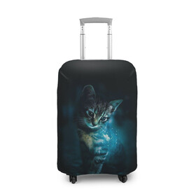 Чехол для чемодана 3D с принтом красивый кот в Курске, 86% полиэфир, 14% спандекс | двустороннее нанесение принта, прорези для ручек и колес | бабочки и кошки в красивом свете | кот в свете | одинокий кот | только бабочки