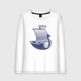 Женский лонгслив хлопок с принтом Парусная лодка в Курске, 100% хлопок |  | sailboat | кораблик | корабль | лодка | парус | парусная лодка | тату | татуировка