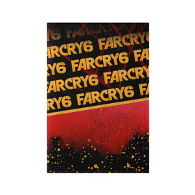 Обложка для паспорта матовая кожа с принтом Far Cry 6 в Курске, натуральная матовая кожа | размер 19,3 х 13,7 см; прозрачные пластиковые крепления | Тематика изображения на принте: far cry 6 | дым | игра | капли | лого | надпись | частицы