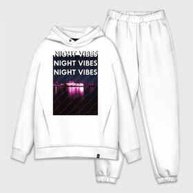 Мужской костюм хлопок OVERSIZE с принтом Ночная гладь в Курске,  |  | neon | night city | retrowave | вода | неон | ночь | отражение | полосы | ретровейв | свет