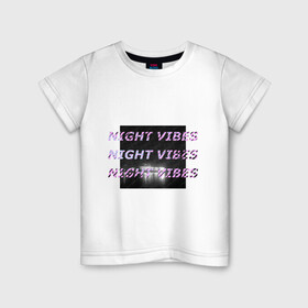 Детская футболка хлопок с принтом Ночные флюиды в Курске, 100% хлопок | круглый вырез горловины, полуприлегающий силуэт, длина до линии бедер | city | night | белое | город | неон | ночь | объем | текст | черное