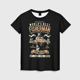 Женская футболка 3D с принтом Размер Рыбака Имеет Значение в Курске, 100% полиэфир ( синтетическое хлопкоподобное полотно) | прямой крой, круглый вырез горловины, длина до линии бедер | вылавливание рыбы | ловля рыбы | рыбак | рыбалка | рыбная ловля | рыболовство