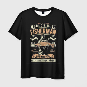 Мужская футболка 3D с принтом Размер Рыбака Имеет Значение в Курске, 100% полиэфир | прямой крой, круглый вырез горловины, длина до линии бедер | вылавливание рыбы | ловля рыбы | рыбак | рыбалка | рыбная ловля | рыболовство
