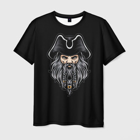 Мужская футболка 3D с принтом Морской Капитан Чёрная Борода в Курске, 100% полиэфир | прямой крой, круглый вырез горловины, длина до линии бедер | грабитель | злодей | капитан | пират | пираты | разбойник