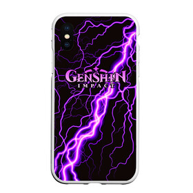 Чехол для iPhone XS Max матовый с принтом GENSHIN IMPACT МОЛНИЯ НЕОН в Курске, Силикон | Область печати: задняя сторона чехла, без боковых панелей | genshin impact | neon | гениш импакт | генши импакт | геншин импакт | игра | молния | неон