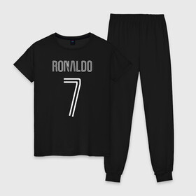 Женская пижама хлопок с принтом Ronaldo 7 номер на груди в Курске, 100% хлопок | брюки и футболка прямого кроя, без карманов, на брюках мягкая резинка на поясе и по низу штанин | 7 | champion | cr7 | cristiano ronaldo | fifa | football | football club | juventus | soccer | uefa | игра | криштиану роналду | лига чемпионов | реал мадрид | сборная португалии | спорт | уефа | фифа | фк | футбол | футболь