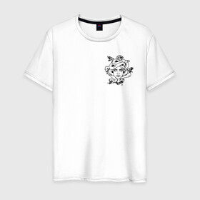 Мужская футболка хлопок с принтом Tattoo T-shirt Medusa black в Курске, 100% хлопок | прямой крой, круглый вырез горловины, длина до линии бедер, слегка спущенное плечо. | minimal. тату | tattoo | медуза | минимализм | мифология