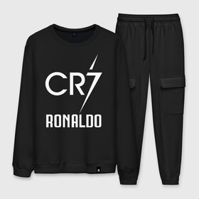 Мужской костюм хлопок с принтом CR7 Cristiano Ronaldo logo в Курске, 100% хлопок | на свитшоте круглая горловина, мягкая резинка по низу. Брюки заужены к низу, на них два вида карманов: два “обычных” по бокам и два объемных, с клапанами, расположенные ниже линии бедра. Брюки с мягкой трикотажной резинкой на поясе и по низу штанин. В поясе для дополнительного комфорта — широкие завязки | 7 | champion | cr7 | cristiano ronaldo | fifa | football | football club | juventus | soccer | uefa | игра | криштиану роналду | лига чемпионов | реал мадрид | сборная португалии | спорт | уефа | фифа | фк | футбол | футболь