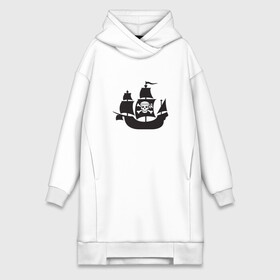 Платье-худи хлопок с принтом Пиратский корабль в Курске,  |  | ships | корабли | кораблики | корабль | пират | пиратский | пиратский флаг | череп