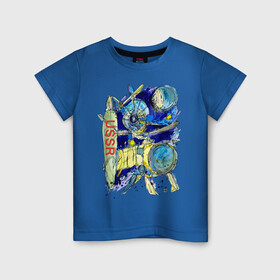 Детская футболка хлопок с принтом Космический полет в Курске, 100% хлопок | круглый вырез горловины, полуприлегающий силуэт, длина до линии бедер | абстракция | арт | картина | космос | ссср