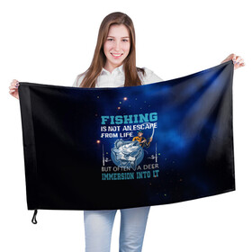 Флаг 3D с принтом FISHING PLANET Рыбалка в Курске, 100% полиэстер | плотность ткани — 95 г/м2, размер — 67 х 109 см. Принт наносится с одной стороны | fish | карп | лето | отдых | поклев | рыба | рыбалка | рыболов | спиннинг | удилище | удочка