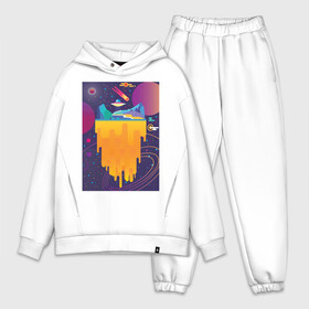 Мужской костюм хлопок OVERSIZE с принтом Space Flat в Курске,  |  | abstraction | acid | colors | flat | космос | психоделика | цветной