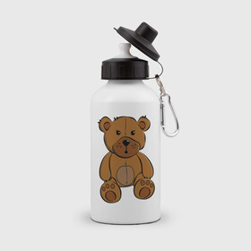 Бутылка спортивная с принтом Плюшевый медведь в Курске, металл | емкость — 500 мл, в комплекте две пластиковые крышки и карабин для крепления | животные | звери | медведи | плюшевый | природа