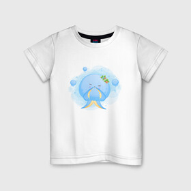 Детская футболка хлопок с принтом Милая осьминожка в Курске, 100% хлопок | круглый вырез горловины, полуприлегающий силуэт, длина до линии бедер | cute | kraken | octopus | живность | жители | кракен | милый | мир | морские | осьминог | осьминожка | подводный | тентакли
