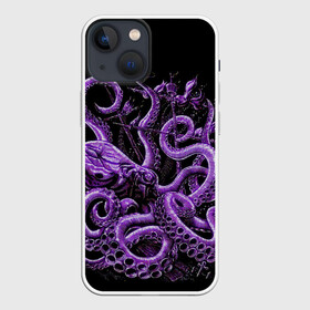 Чехол для iPhone 13 mini с принтом Фиолетовый Кракен в Курске,  |  | Тематика изображения на принте: animal | beast | kraken | ocean | octopus | sea | ship | water | вода | животные | звери | корабль | кракен | море | океан | осьминог | рыбы | щупальца