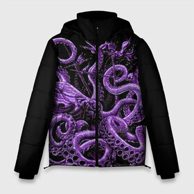 Мужская зимняя куртка 3D с принтом Фиолетовый Кракен в Курске, верх — 100% полиэстер; подкладка — 100% полиэстер; утеплитель — 100% полиэстер | длина ниже бедра, свободный силуэт Оверсайз. Есть воротник-стойка, отстегивающийся капюшон и ветрозащитная планка. 

Боковые карманы с листочкой на кнопках и внутренний карман на молнии. | Тематика изображения на принте: animal | beast | kraken | ocean | octopus | sea | ship | water | вода | животные | звери | корабль | кракен | море | океан | осьминог | рыбы | щупальца