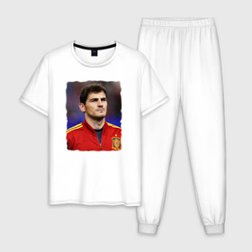 Мужская пижама хлопок с принтом Iker Casillas/Икер Касильяс  в Курске, 100% хлопок | брюки и футболка прямого кроя, без карманов, на брюках мягкая резинка на поясе и по низу штанин
 | iker casillas | известные личности | икер касильяс | испания | мужчинам | сборная испании | спорт | спортсмены | футбол | футболист | хобби