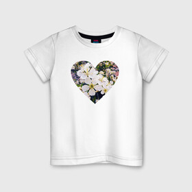 Детская футболка хлопок с принтом Spring heart в Курске, 100% хлопок | круглый вырез горловины, полуприлегающий силуэт, длина до линии бедер | Тематика изображения на принте: flower. heart | весна | любовь | сердце | цветы