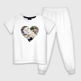 Детская пижама хлопок с принтом Spring heart в Курске, 100% хлопок |  брюки и футболка прямого кроя, без карманов, на брюках мягкая резинка на поясе и по низу штанин
 | Тематика изображения на принте: flower. heart | весна | любовь | сердце | цветы