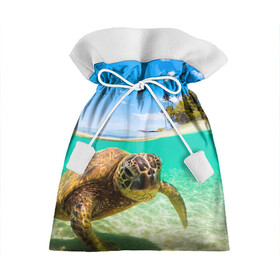 Подарочный 3D мешок с принтом Морская черепашка в Курске, 100% полиэстер | Размер: 29*39 см | Тематика изображения на принте: отдых | пляж | черепашка под водой