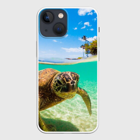 Чехол для iPhone 13 mini с принтом Морская черепашка в Курске,  |  | отдых | пляж | черепашка под водой