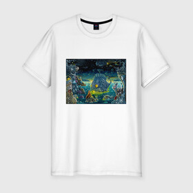 Мужская футболка хлопок Slim с принтом Fabulous water world в Курске, 92% хлопок, 8% лайкра | приталенный силуэт, круглый вырез ворота, длина до линии бедра, короткий рукав | colors | fish | life | ocean | sea | море | океан