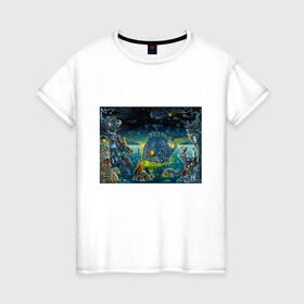 Женская футболка хлопок с принтом Fabulous water world в Курске, 100% хлопок | прямой крой, круглый вырез горловины, длина до линии бедер, слегка спущенное плечо | colors | fish | life | ocean | sea | море | океан